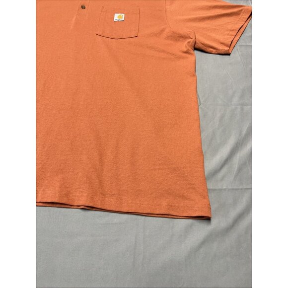 Carhartt Loose Fit Pocketed Tee 1/4 Button Men's Size 2XL Orange Cotton Shrt Slv - Picture 6 of 16